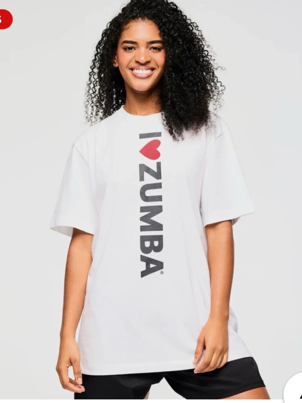 Zumba Fitness White Tee with Red Heart and Black Logo